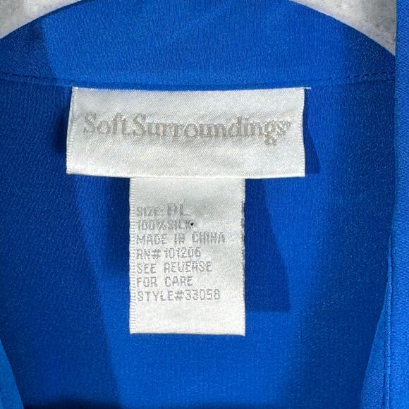 Soft Surroundings Blue Silk Button Up Tunic Blouse Size Petite Large 3/4 Sleeve - Picture 3 of 6